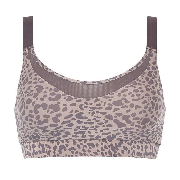 Chantelle Women Taupe Animal Printed Wireless Low Impact Sports Bra Size M - Picture 4 of 5
